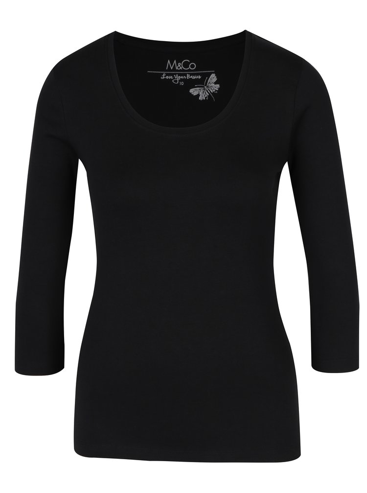 Imagine Bluza neagra din bumbac cu maneci 3/4 - M&Co