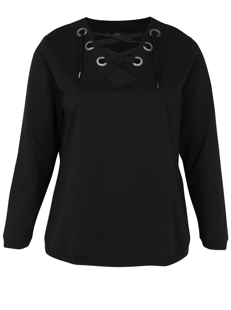 Imagine Bluza sport neagra cu snur in zona decoletului - Ulla Popken