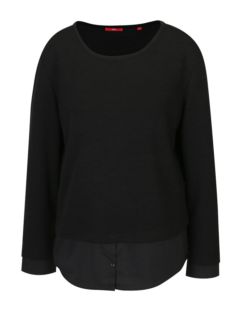 Imagine Bluza neagra cu dungi si aspect 2 in 1 pentru femei - s.Oliver