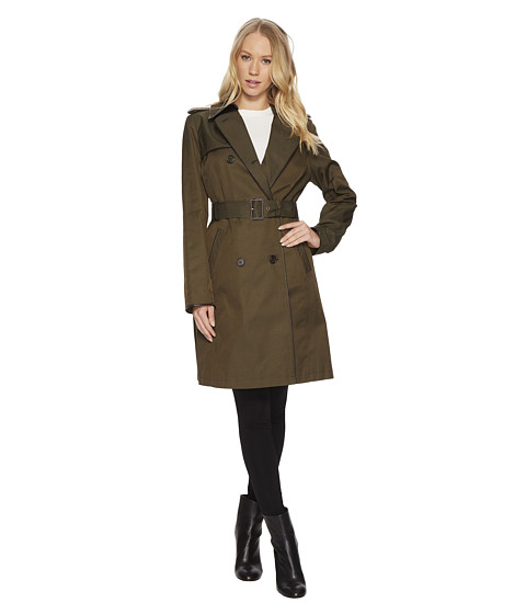Imagine LAUREN Ralph Lauren Skirted Trench w/ Faux Leather Piping