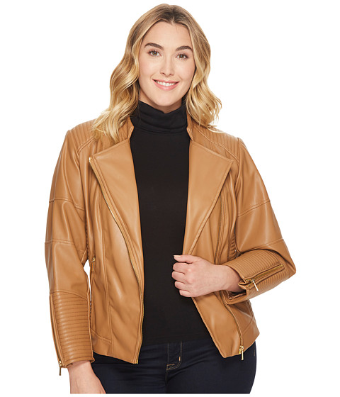 Imagine Calvin Klein Plus Size Faux Leather Jacket w/ Piping