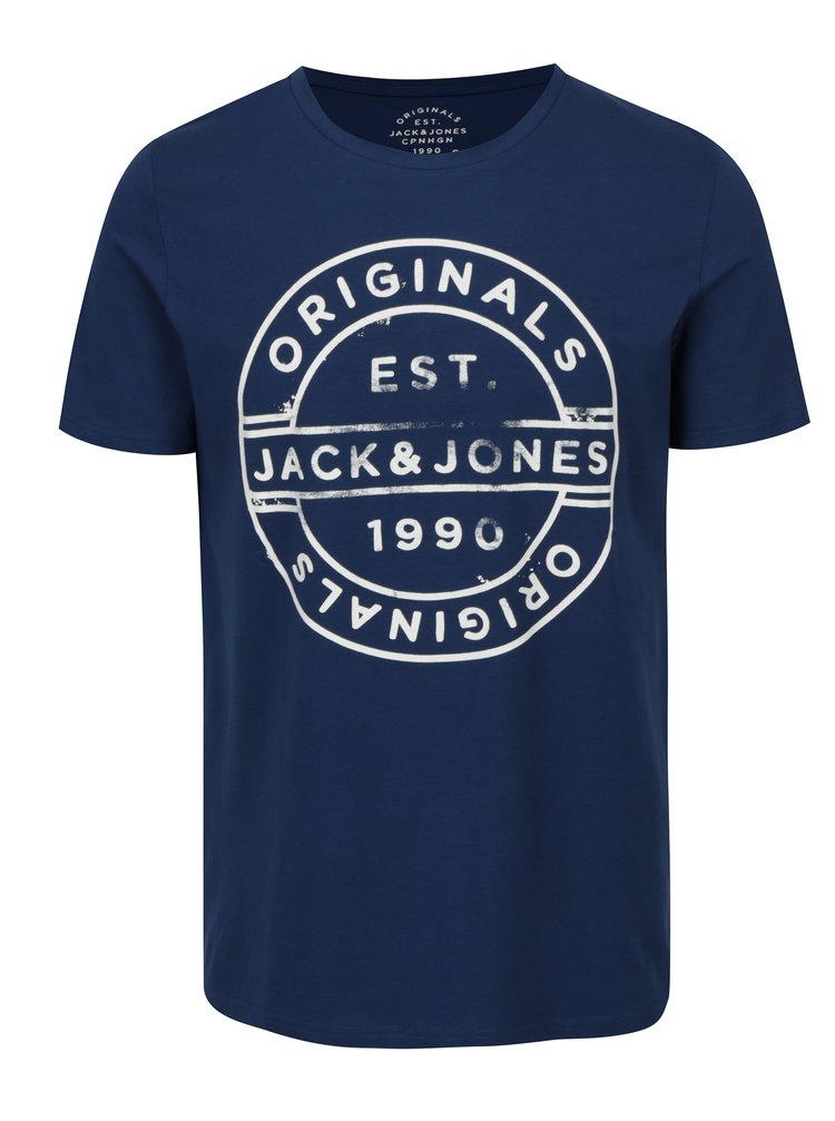 Imagine Tricou albastru din bumbac cu print - Jack & Jones Slack