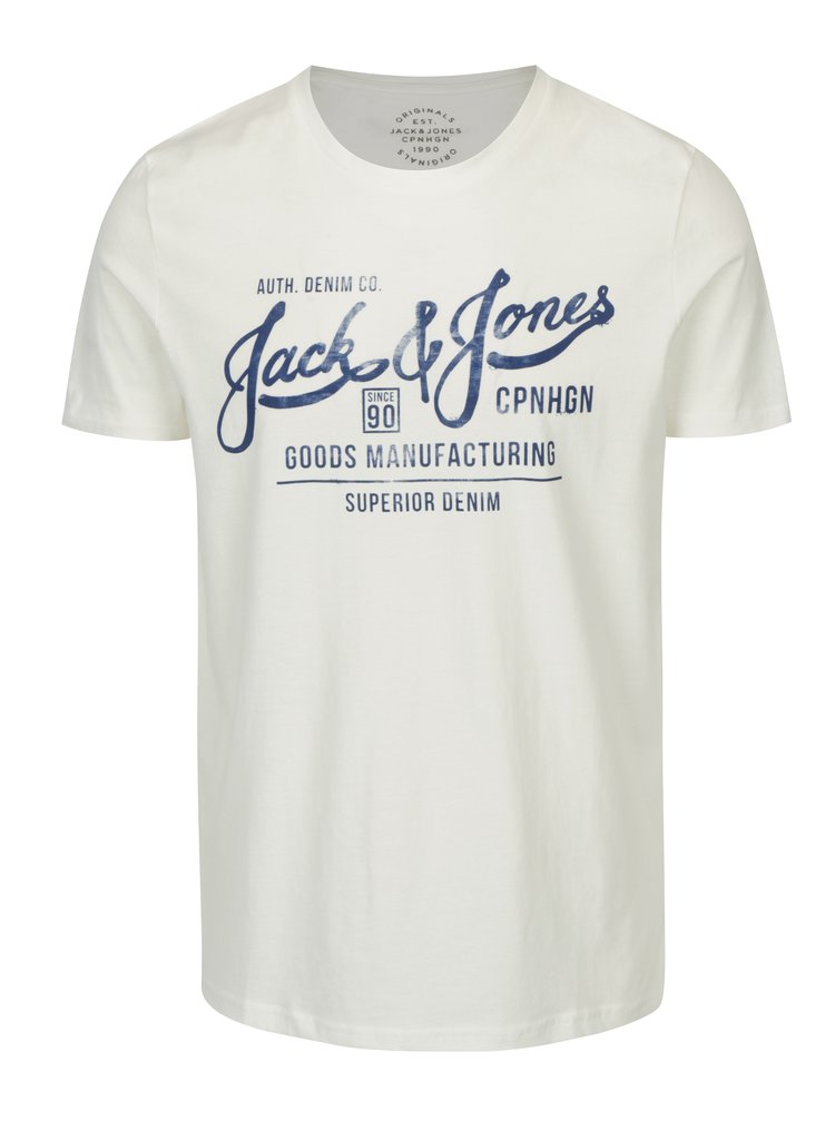 Imagine Tricou crem din bumbac cu print - Jack & Jones Slack