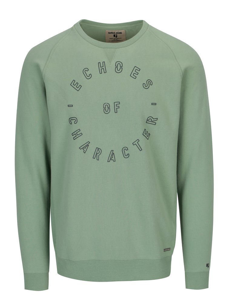 Imagine Bluza sport verde deschis cu print pentru barbati - Garcia Jeans
