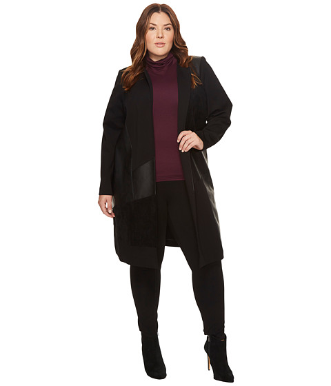 Imagine Calvin Klein Plus Size Long Jacket with Suede and Faux Leather