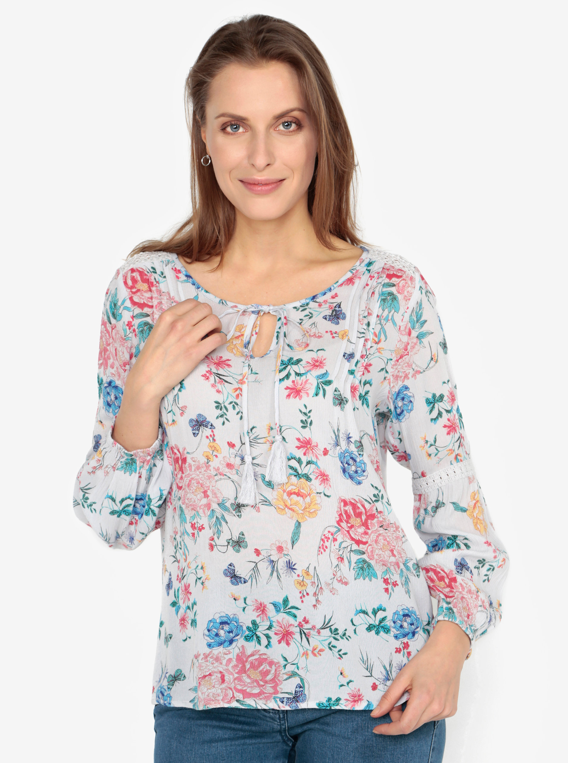 Imagine Bluza lejera crem cu print floral M&Co