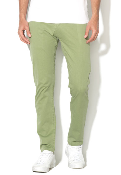 Imagine Pantaloni chino verzi cu model grafic discret
