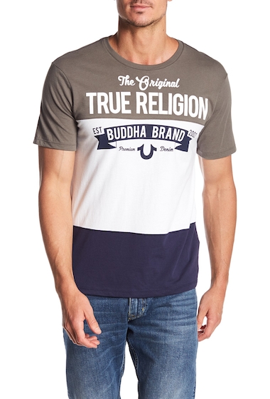 Imagine True Religion Verb Short Sleeve Paneled Crew Neck Tee