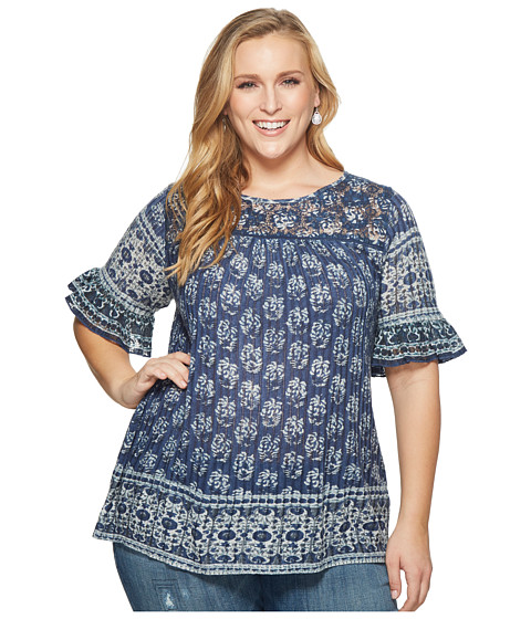Imagine Lucky Brand Plus Size Printed Ruffle Top