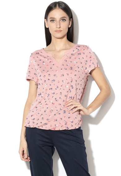 Imagine Bluza cu model floral si decupaj in V