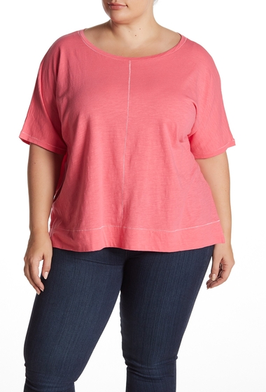 Imagine Eileen Fisher Contrast Stitch Organic Cotton T-Shirt Plus Size