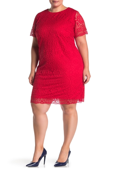 Imagine Laundry by Shelli Segal Lace Cap Sleeve Dress Plus Size