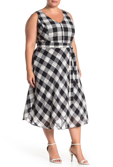 Imagine Rachel Rachel Roy Raj Checked Midi Dress Plus Size