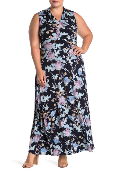 Imagine Vince Camuto Halter Floral Print Maxi Dress Plus Size