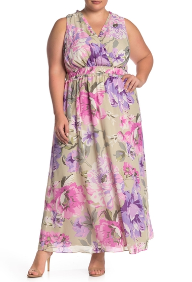 Imagine London Times Floral Sleeveless Maxi Dress Plus Size