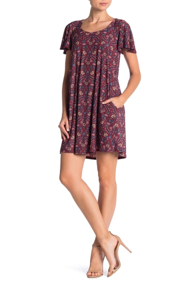 Imagine Socialite Flutter Sleeve Floral Print Knit Dress