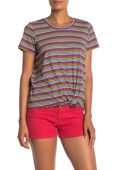 Imagine Madewell Tie-Front Rainbow Stripe T-Shirt Regular & Plus Size