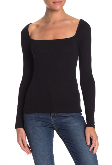 Imagine Abound Ribbed Square Neck Long Sleeve Top