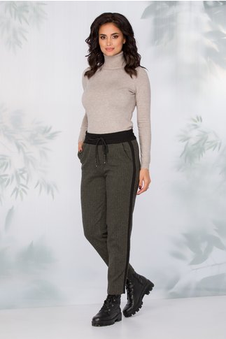 Imagine Pantaloni Lydia kaki model zigzag