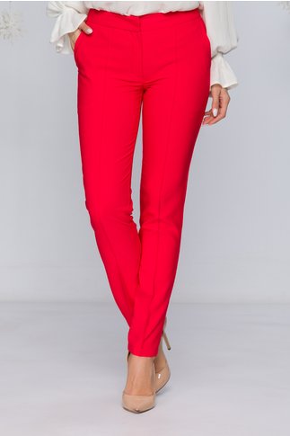 Imagine Pantaloni LaDonna rosii office cu design cu dungi