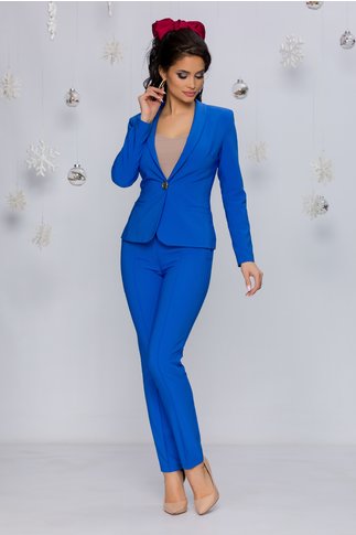 Imagine Pantaloni LaDonna albastrii office cu design cu dungi