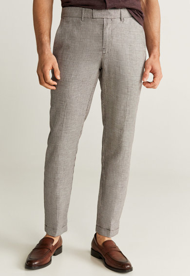 Imagine Pantaloni din in cu imprimeu houndstooth Boki