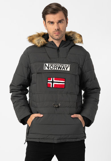 Imagine Geographical Norway Geaca cu vatelina si garnitura de blana sintetica, fara inchidere Coconut