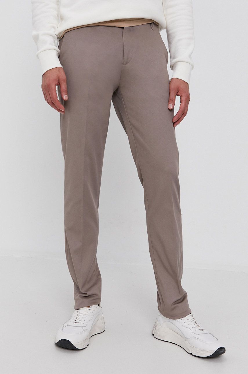 Imagine Emporio Armani pantaloni barbati, culoarea gri, mulata