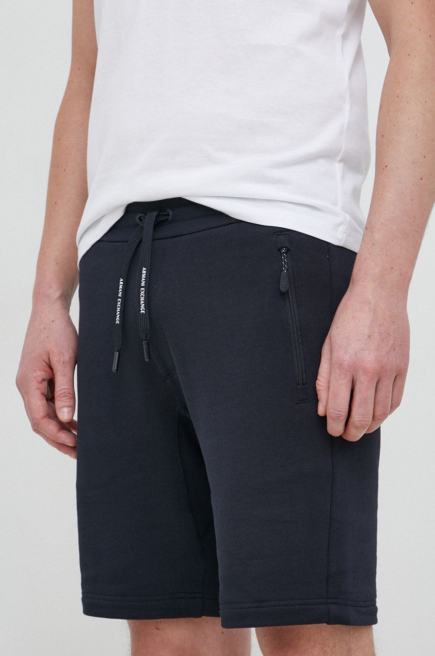 Imagine Armani Exchange pantaloni scurti din bumbac barbati, culoarea albastru marin