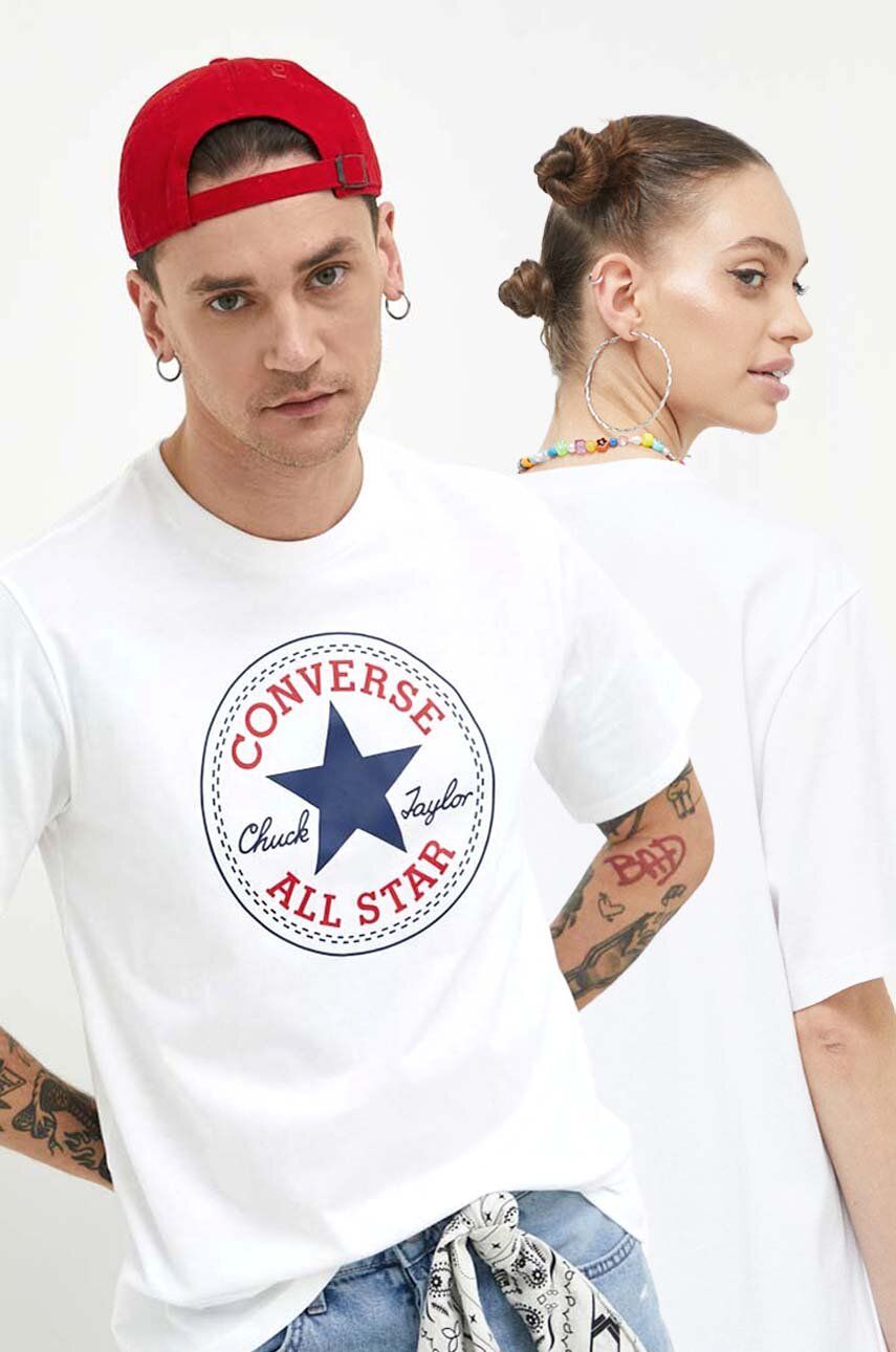 Imagine Converse tricou din bumbac culoarea alb, cu imprimeu 10025459.A03-WHITE