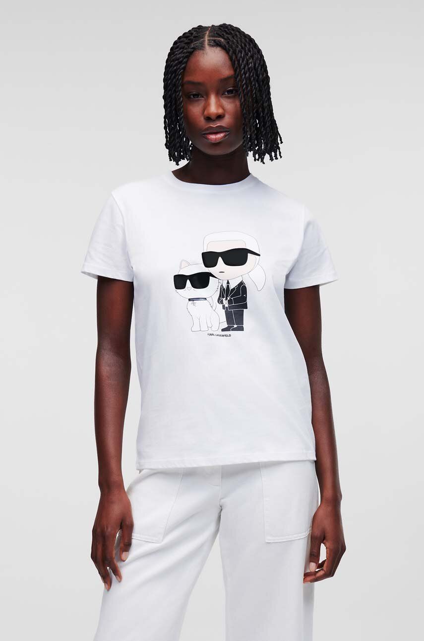 Imagine Karl Lagerfeld tricou din bumbac culoarea alb