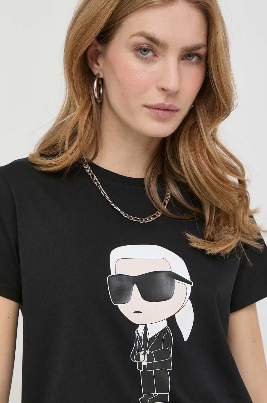 Imagine Karl Lagerfeld tricou din bumbac femei, culoarea negru