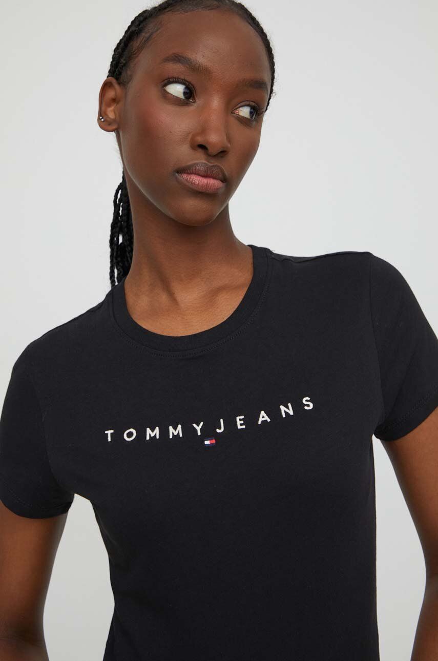 Imagine Tommy Jeans tricou din bumbac femei, culoarea negru DW0DW17361