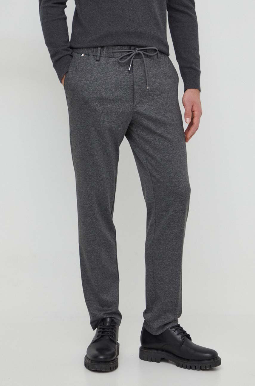 Imagine BOSS pantaloni bărbați, culoarea gri, drept 50505413
