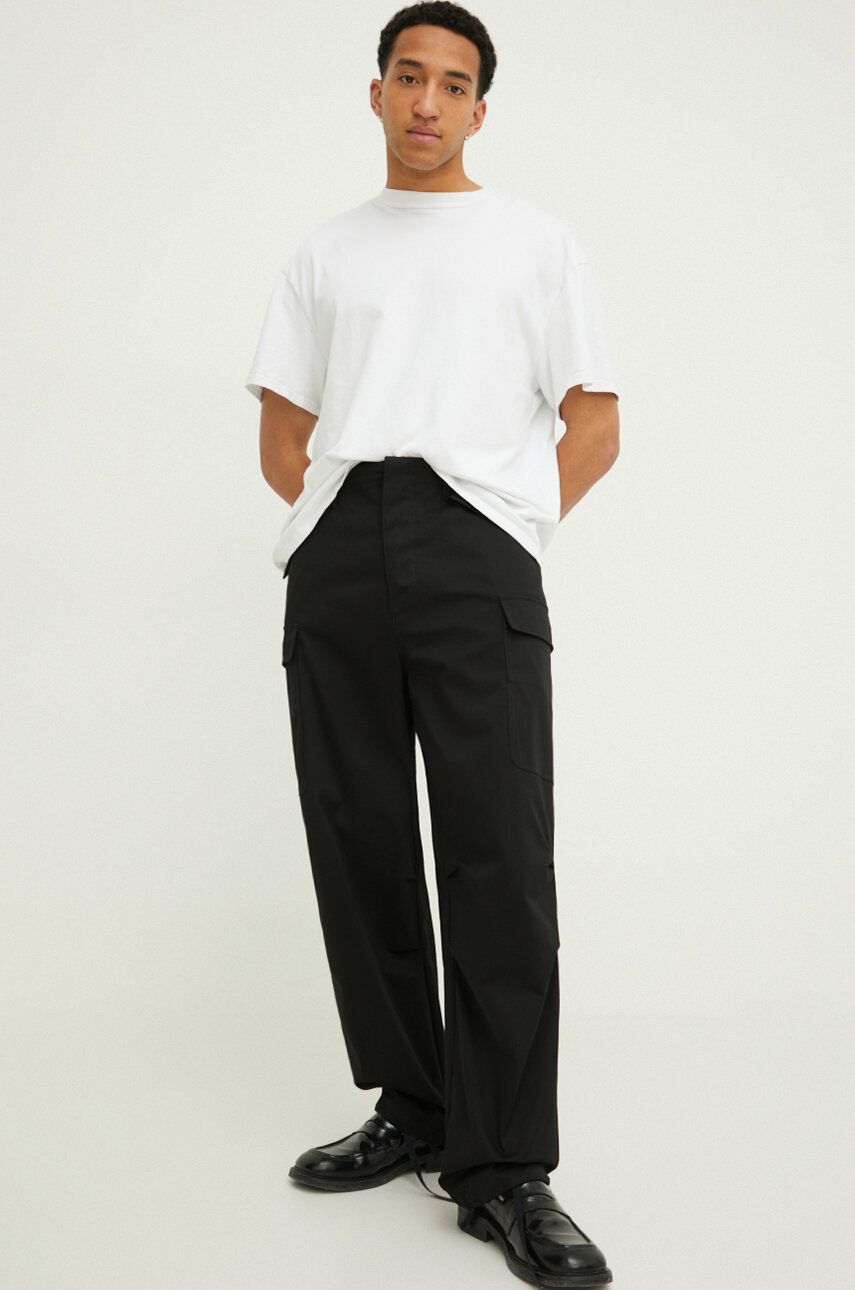 Imagine MSGM pantaloni bărbați, culoarea negru, cu fason cargo 3640MP14X.247105