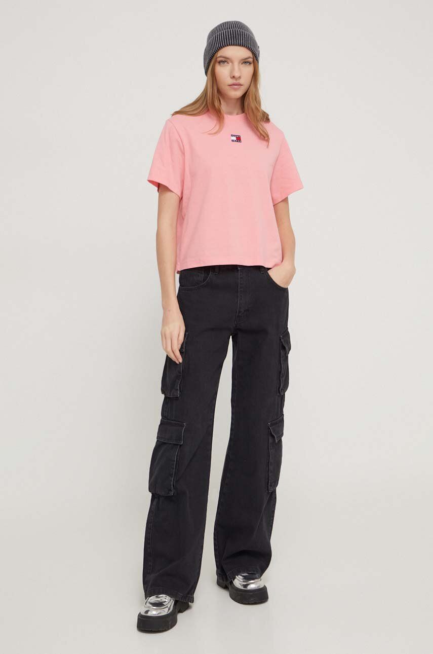 Imagine Tommy Jeans tricou femei, culoarea roz
