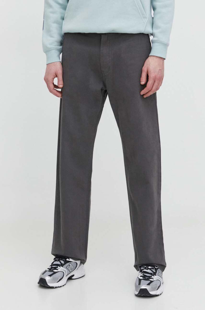 Imagine Quiksilver pantaloni de bumbac culoarea gri, drept