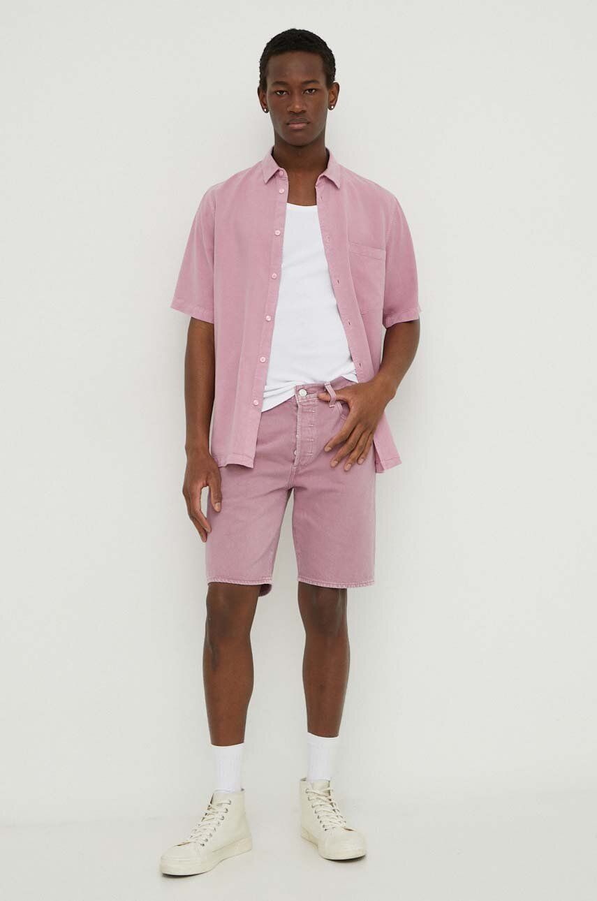 Imagine Levi's pantaloni scurti din bumbac culoarea roz