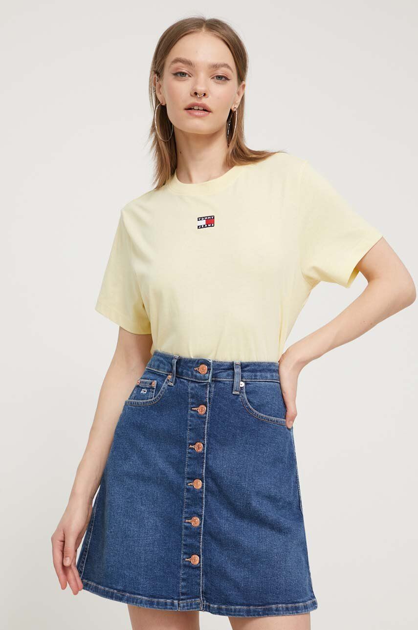 Imagine Tommy Jeans tricou femei, culoarea galben