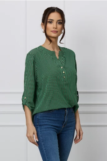 Imagine Bluza Vanessa verde cu dungi negre