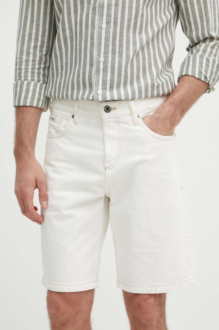 Imagine Lindbergh pantaloni scurti jeans barbati, culoarea bej
