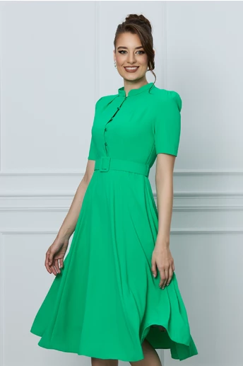 Imagine Rochie DY Fashion verde cu nasturi la bust si curea in talie