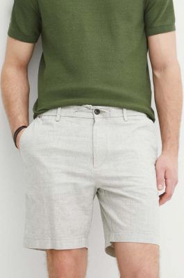 Imagine BOSS pantaloni scurți din amestec de in culoarea verde