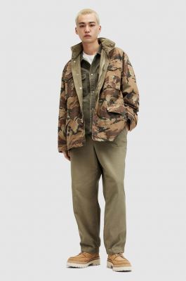 Imagine AllSaints pantaloni de bumbac BUCK TROUSER culoarea maro, drept, MM505Z