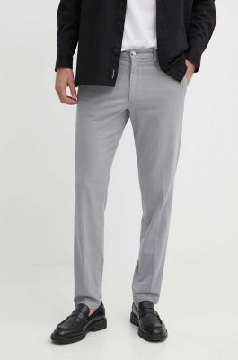 Imagine BOSS pantaloni bărbați, culoarea gri, mulată, 50507575