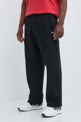 Imagine Champion pantaloni de bumbac culoarea negru, cu fason cargo, 220015