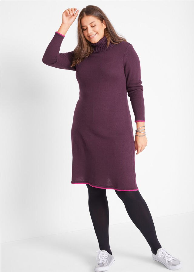 Imagine Rochie tricotată cu dungi de contrast