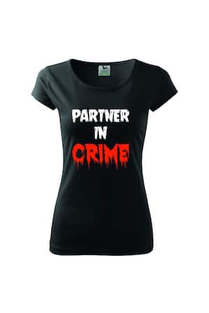 Imagine Tricou de dama Pure partner in crime negru/alb 3XL