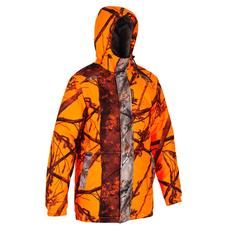 Imagine Jachetă 100 camo fluorescentă impermeabilă și călduroasă Bărbați SOLOGNAC