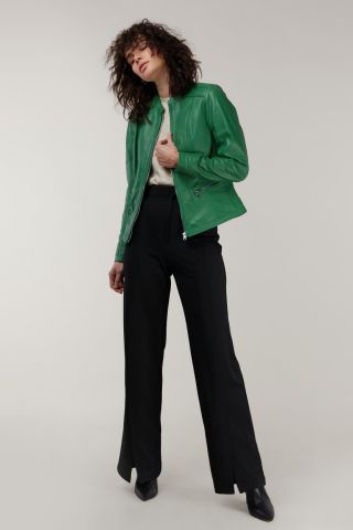 Imagine Kara jacheta verde din piele Ruby
